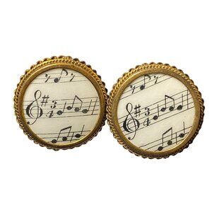 1" x 1" Vintage Sterling Silver Music Note Clip-On Earrings
